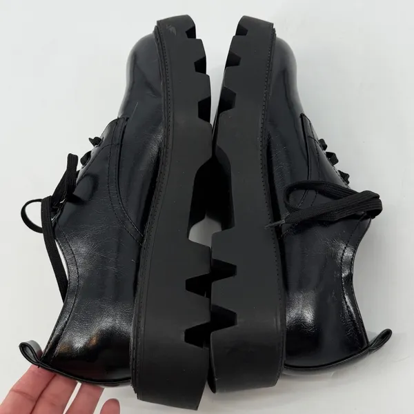 Zara Black Chunky Lug‎ Sole Platform Derby Shoes Mens 8 Womens 10 - Image 5