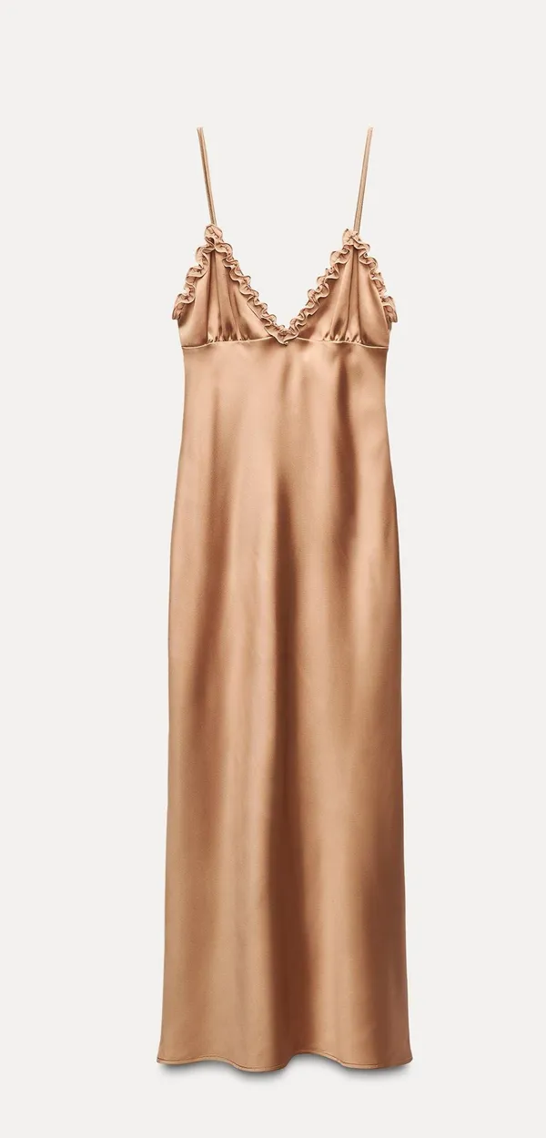 Zara dress white midi ruffled satin lingerie inspired bodycon fitted wedding - Image 16