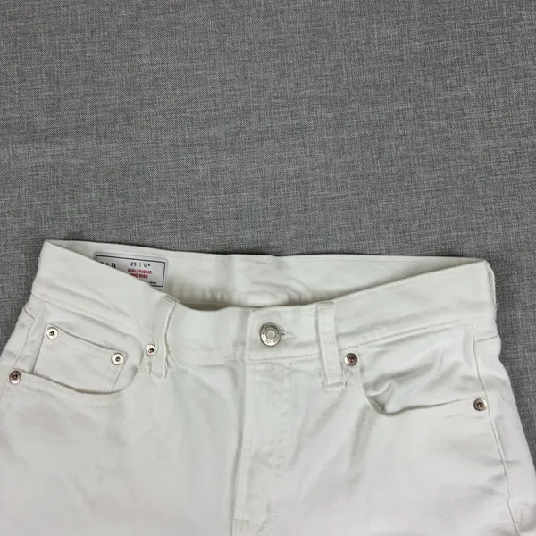 Gap Girlfriend Jeans Womens 25 White Mid Rise Relaxed Ankle Stretch Denim Casual - Image 6