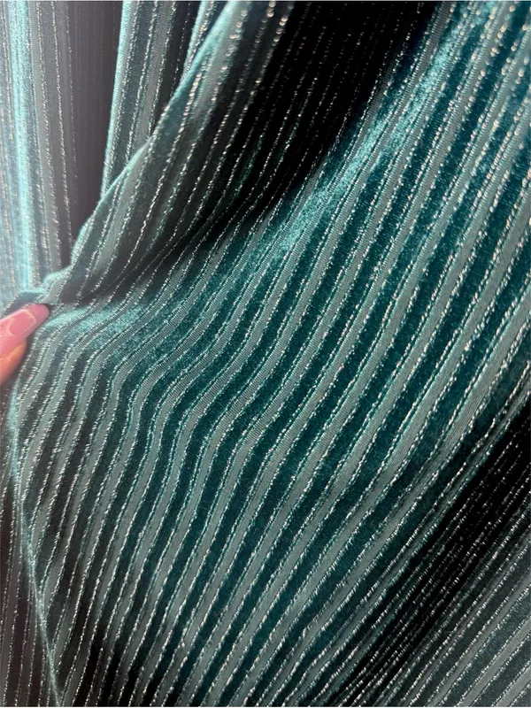 House of Harlow 1960 Teal Green Velvet Striped Wide Leg Pants Small Stretch - Image 5