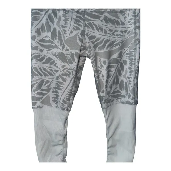 Alo White/Gray Palm Leaf Goddess Leggings, Small‎ - Image 5