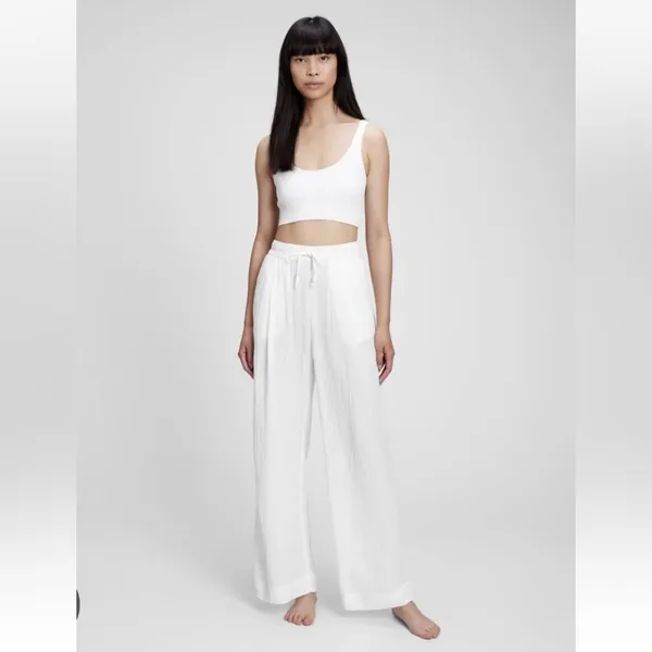 Gap Airy Wide Leg Linen Blend Elastic Waist Pants XS NWT - Image 2