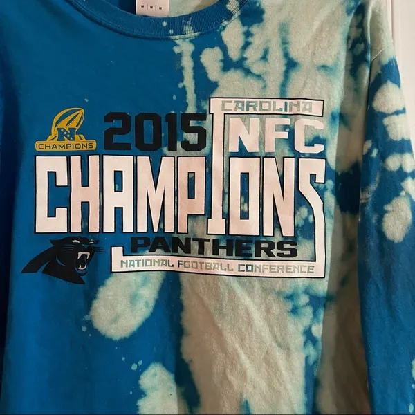 Carolina Panthers Custom One Of A Kind Reverse Dyed Graphic Tee SZ M - Image 4