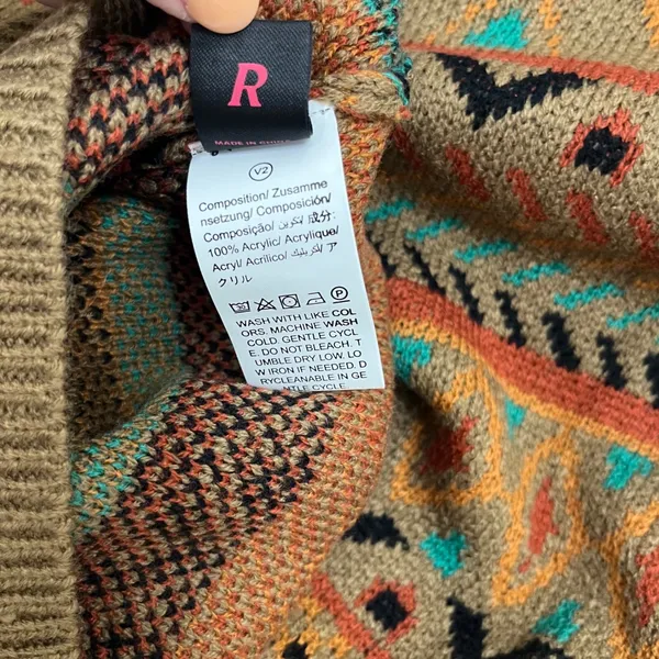ROMWE Pumpkin Halloween Sweater Womens S Relaxed Fit Brown Fair Isle Spooky Fall - Image 5
