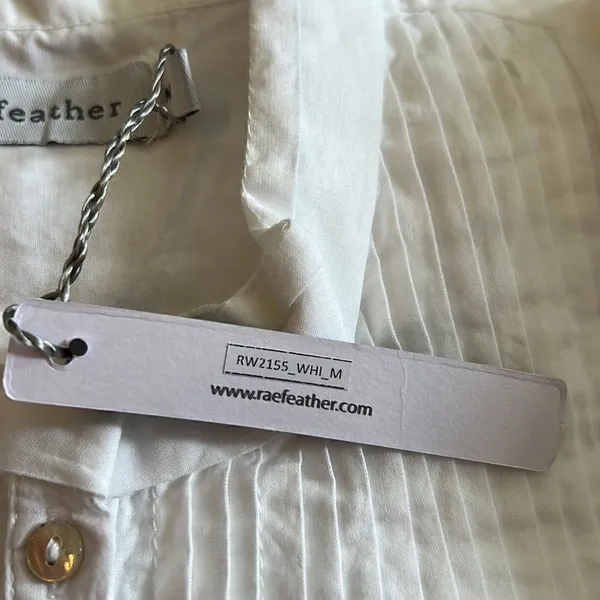 Rae Feather White Organic Cotton Short Sleeve Shirt Dress NWT M - Image 6