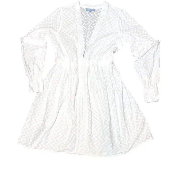 Antonio Melani 100% Cotton Lace Swim Cover Up Dress White Boho Tunic Size M - Image 2