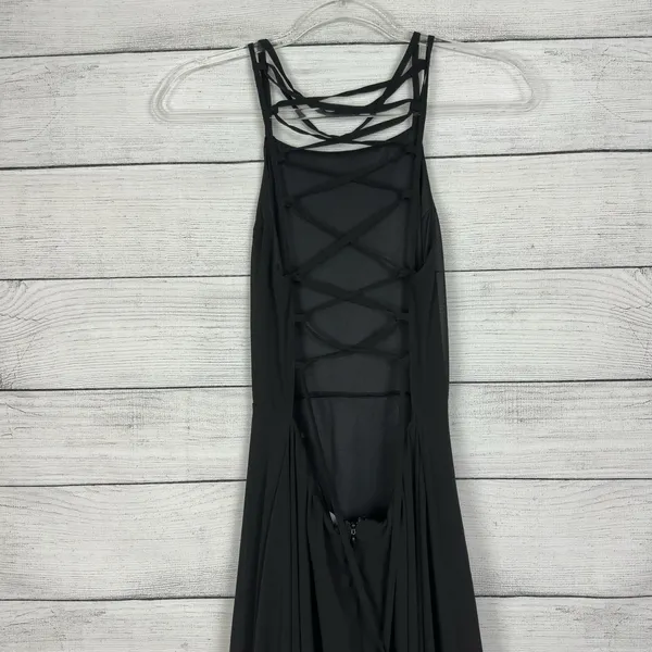 Lulus Strappy To Be Here Black‎ Lace-Up Maxi Dress Size Medium Black Backless - Image 7