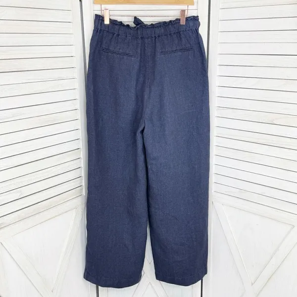 Polo Ralph Lauren Linen Drawstring Wide Leg Pants Denim Blue Small‎ Paperbag - Image 10