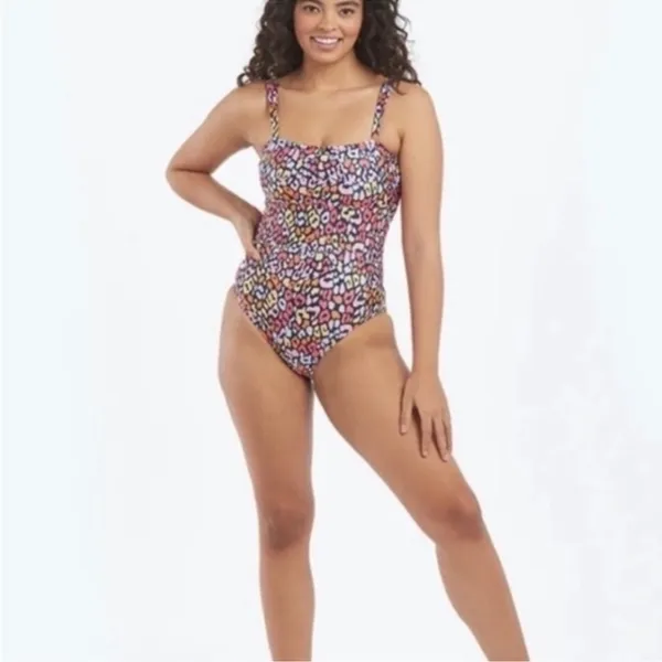 Summersalt The Wide Strap Oasis one piece swimsuit in multi-color leopard - Image 3