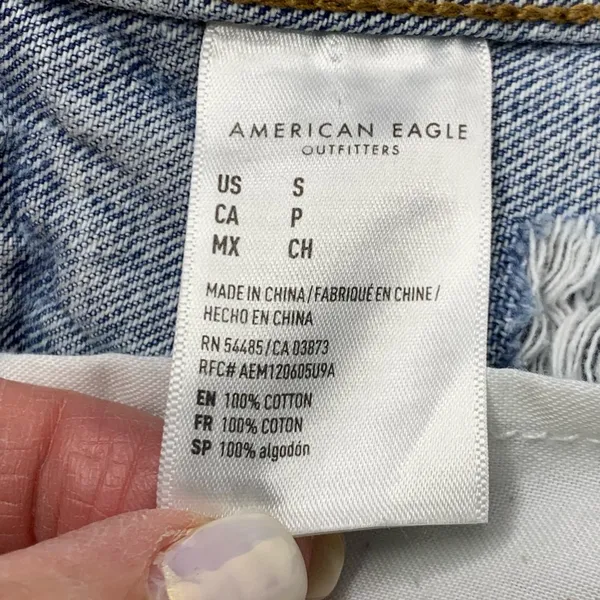 American Eagle Oversized Distressed Denim Jean Jacket‎ Small - Image 11