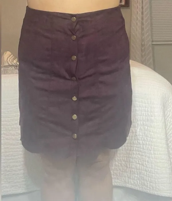 Dark Purple Button Up Skirt Size L - Image 5
