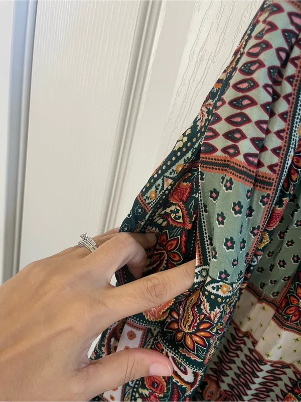 NWT Women’s Natural Life Golden Eye Wide Leg Paisley Patchwork Jumpsuit Size M - Image 8