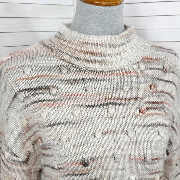 Loft Space Dyed Knobby Bobble Mock Neck‎ Sweater Cream Beige XSmall XS - Image 7