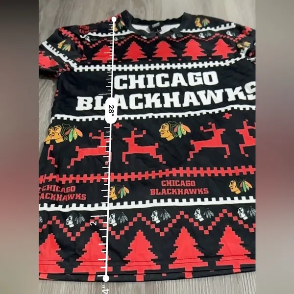 NFL Team Apparel Chicago‎ Blackhawks Long Sleeve Ugly Christmas Sweater Size S - Image 8