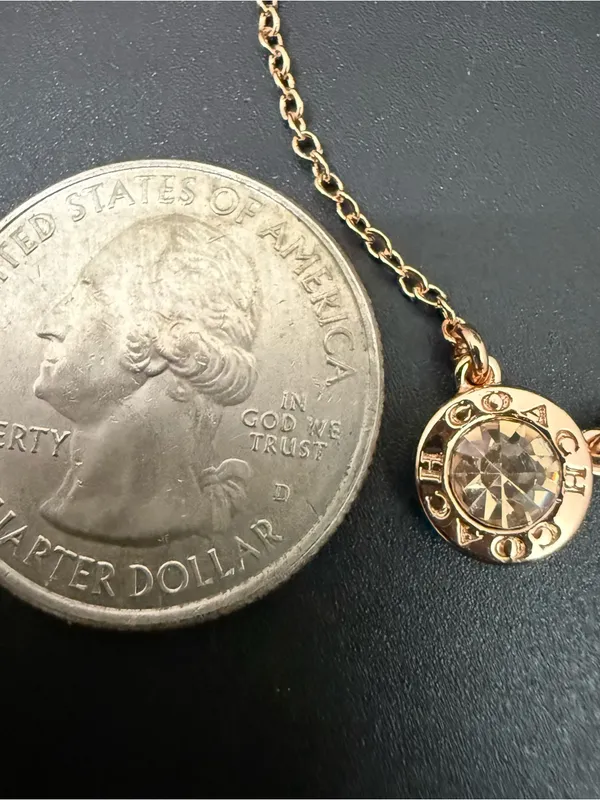 COACH Rose-Gold Open Circle Crystal Pendant Necklace - Image 10