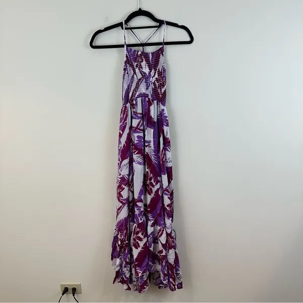 Free People Intimately Heat Wave Smocked Floral Maxi Dress Ruffle Size Small - Image 2