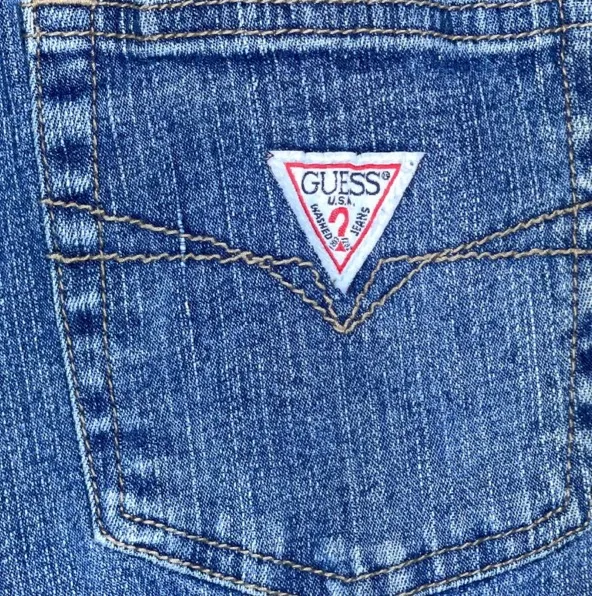 Vintage 90s Guess Jeans Straight Leg Womens 29 Mid Rise Triangle Logo Y2K Grunge Denim - Image 7