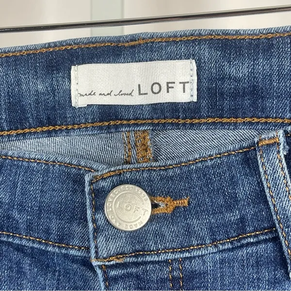 LOFT Size 28 6 Ankle Cropped Modern Skinny Jeans Raw Hem Beachy Boho Retro - Image 3