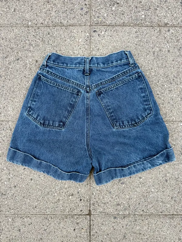Vintage 90’s Skoozi High-Waisted Cuffed Denim Shorts • Sz 5/XS - Image 2