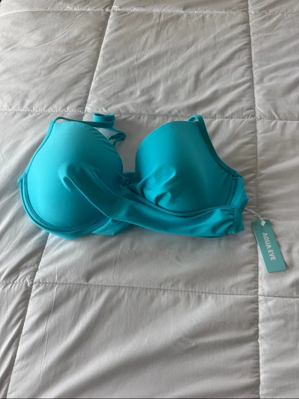 Turquoise Twist Front Bikini Top size XL Blue - Image 3