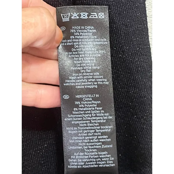 Hobbs London Black Glitter Star Crewneck Sweater Pullover Size Small Metallic - Image 8