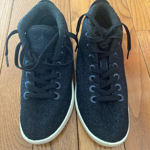 Women's Allbirds WPM Wool Piper Mids Black White 7-Eye Sneakers Size‎ 9 - Image 2