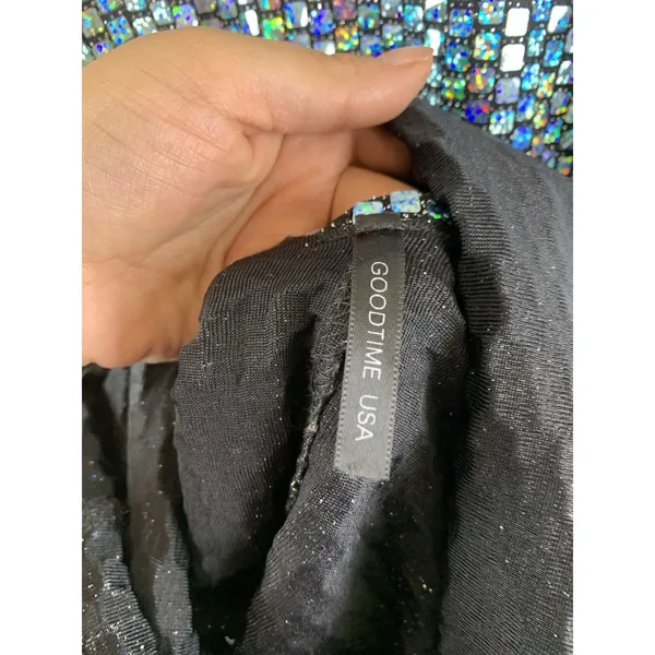 Goodtime USA Womens Holographic Sequin Dress M Backless Mini Party Club Glitter - Image 4
