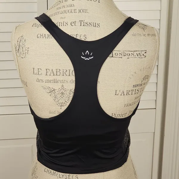 Beyond Yoga Womens Black Silver Side Design Cropped Tank Top Medium‎ - Image 3