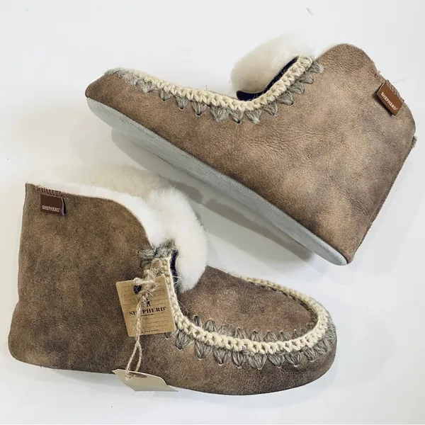Shepherd 100% sheepskin suede slippers Brown Size 6 - Image 3