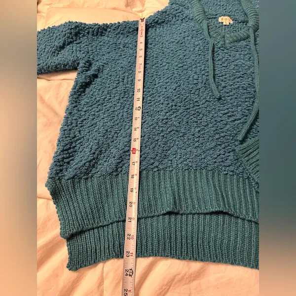 POL Teal V-Neck Oversized Hooded Sweater - NWOT - Size L - Image 9