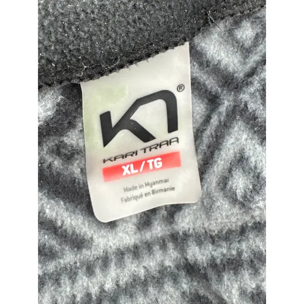 Kari Traa Rothe Full Zip Fleece Jacket Black Grey Geometric Fair Isle XL 622061 - Image 5