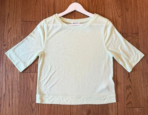 Athleta easy breeze serene neon green linen blend tshirt size xxs - Image 5