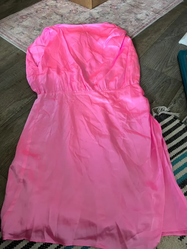 Amanda Uprichard Marlowe Mini Dress in Shocking Hot Pink Satin Silk L‎ - Image 8
