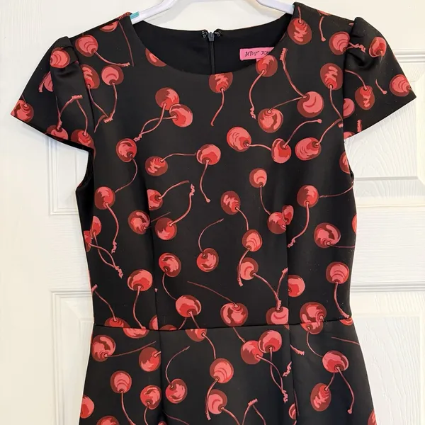 Betsey Johnson Dress Sz 4 Rockabilly Pinup Retro Cherry‎ Print Bombshell 50s 60s - Image 2