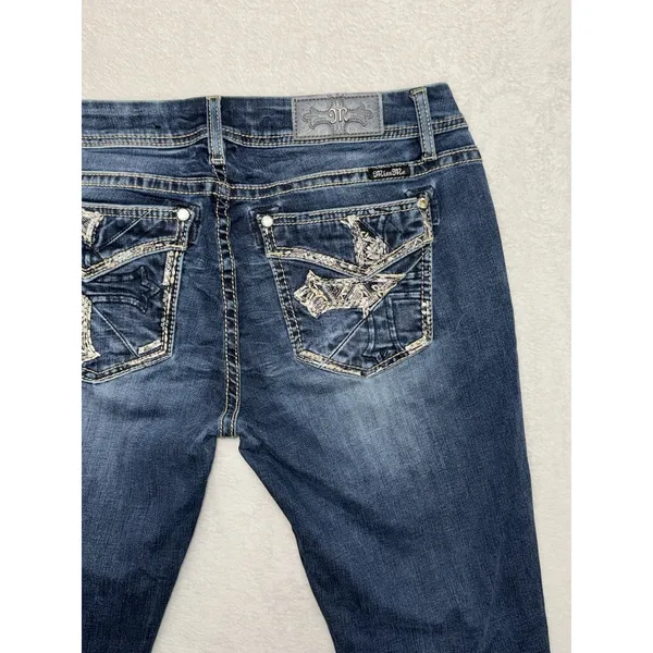 Miss Me Womens Skinny Jeans Medium Wash Embroidered Mid Rise Sz 31 - Image 5