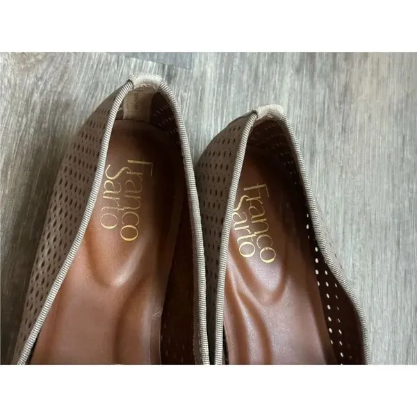 Franco Sarto Perforates Suede Tassel Loafers Tan 7 - Image 2