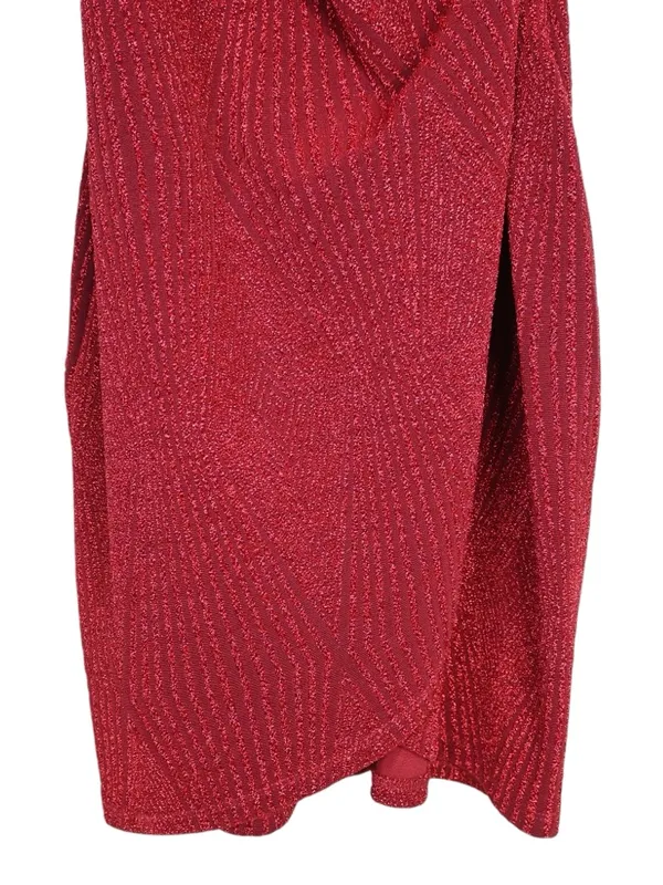 Lily Rose Women's XS Red Shimmer Knotted Side Wrap Fitted Cocktail Dress - Image 5