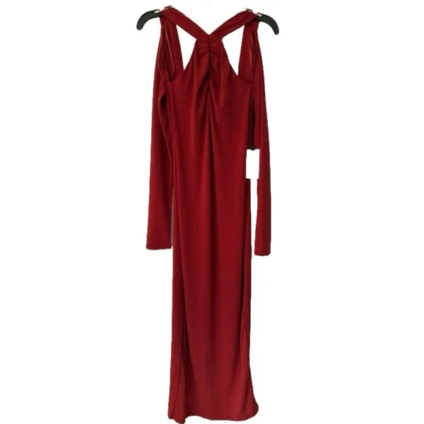 ASTR Wrapped Strap Women’s Red Maroon Rust Polyester Maxi Dress Size Small - Image 2