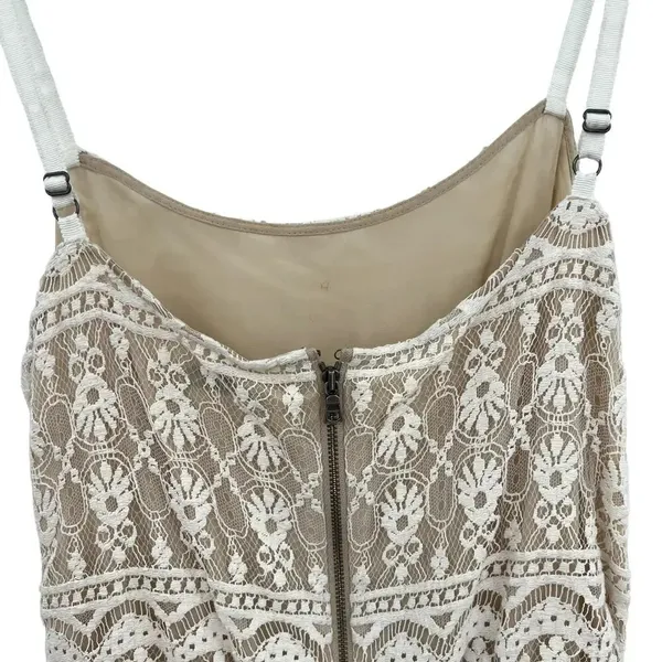 Alice + Olivia Cassia Romper Sleeveless Lace Crochet‎ Zipper White Beige Size 8 - Image 10