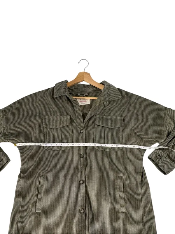 Ashley by 26 International Corduroy Shacket Dress M Olive Utility Longline Boho - Image 11