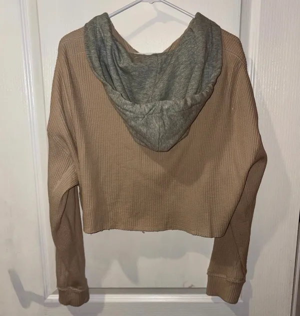 Aeropostale Hooded Waffle-Knit Cropped Jacket - Medium - Image 3
