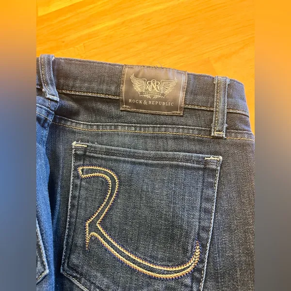 Rock & Republic Blue Flare Wide Leg Jeans - Image 10