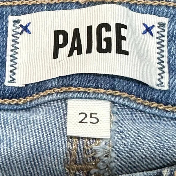 PAIGE Genevieve Flare North Star Distressed‎ Wide Leg High Rise Denim Jeans 25 - Image 5