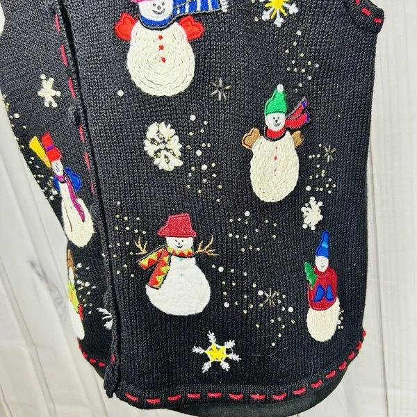 Designers Originals Studio Christmas Sweater Vest Size S Snowman Vintage - Image 5