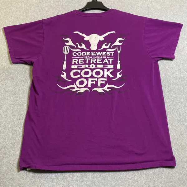 Hanes Graphic Tee Women XL Purple Code‎ of the West Cook Off BBQ Grill Shirt EUC - Image 3