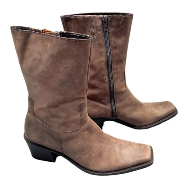 Diba Nubuck Leather Mid Calf Square Toe Western Boots Distressed Boho Festival 9 - Image 6