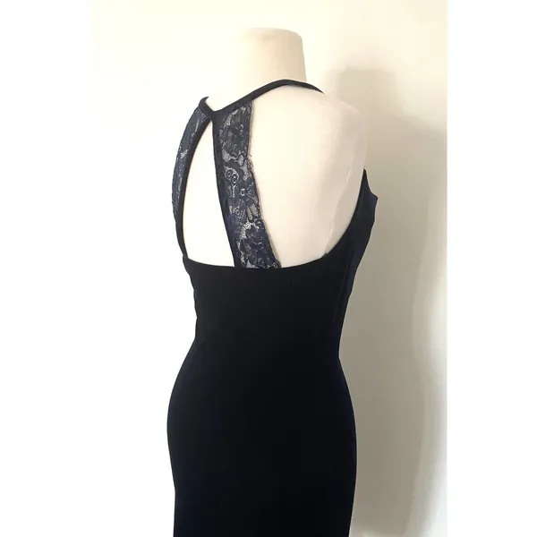 Lulus Sultry Summoning Navy Blue Velvet Bodycon Dress Stretchy Lightweight Sz M - Image 10