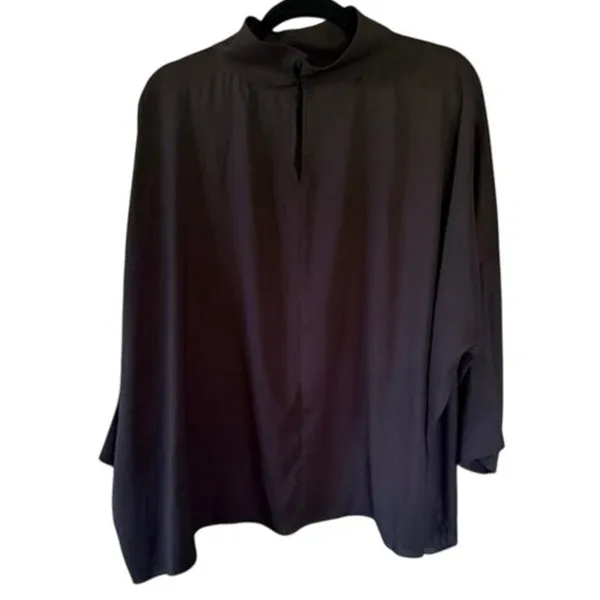 Chico's Black Label Black Satin Mock Neck Dolman Sleeve Blouse XL - Image 5