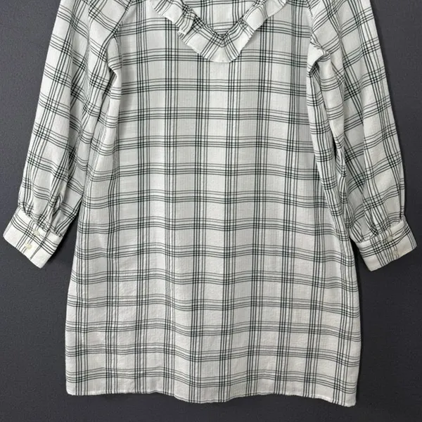 Madewell Shirt Dress Size Small Plaid Ruffle Long Sleeve‎ Button Down Western - Image 10