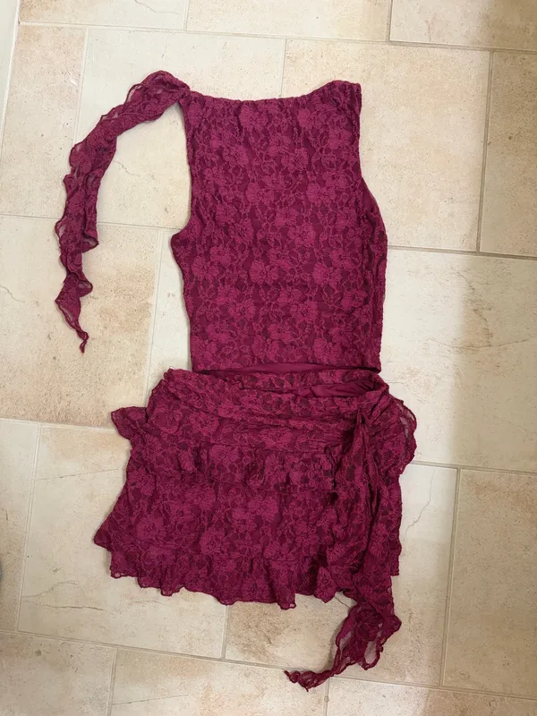 Bershka lace burgundy set  - Image 2